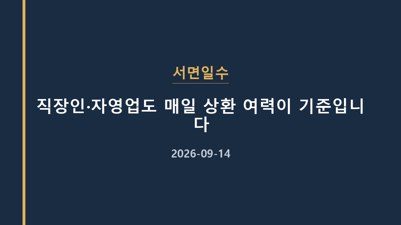 서면일수 직장인·자영업도 매일 상환 여력이 기준입니다