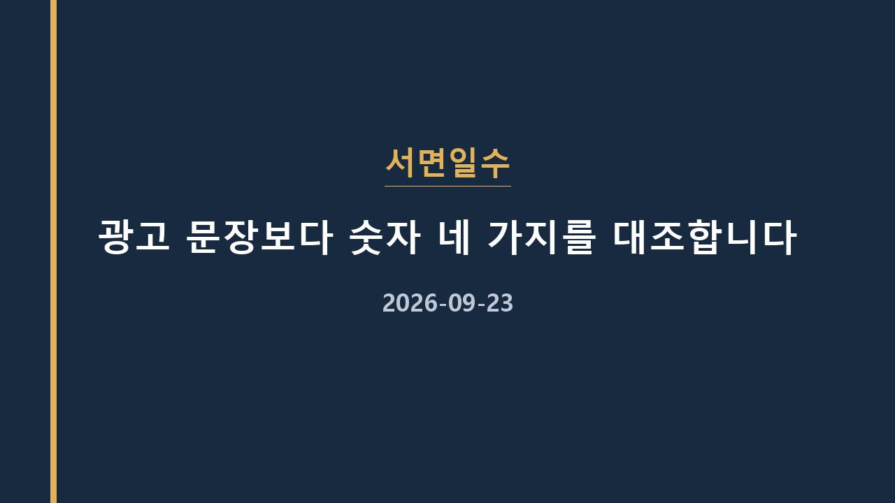 서면일수 광고 문장보다 숫자 네 가지를 대조합니다
